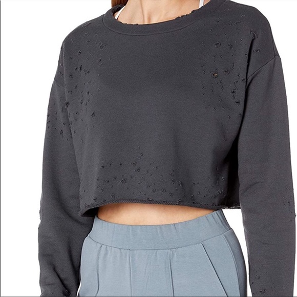 Alo yoga fierce distresses crop sweatshirt pullover - Picture 1 of 4